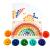 Puzzle Montessori din lemn Leziter Rainbow, joc mozaic cu bile colorate si penseta