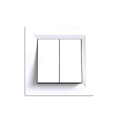 Întrerupător candelabru Leziter Nova 105 dublu, 10A 250V, alb, cu ramă