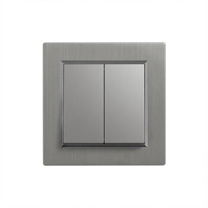 Întrerupător candelabru Leziter Nova 105, 10A 250V, dublu, cu ramă gri