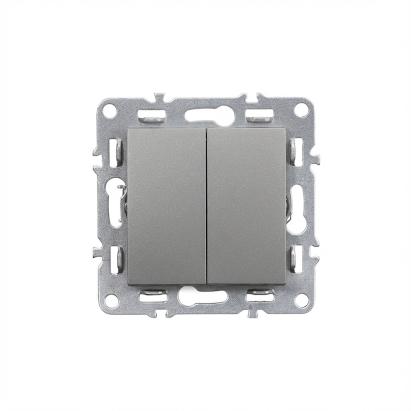 Comutator candelabru dublu Leziter Nova 10A 250V, modul fără ramă, gri