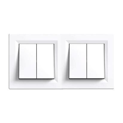 Întrerupător dublu pentru candelabru Leziter Nova 105, 10A 250V, alb cu cadru