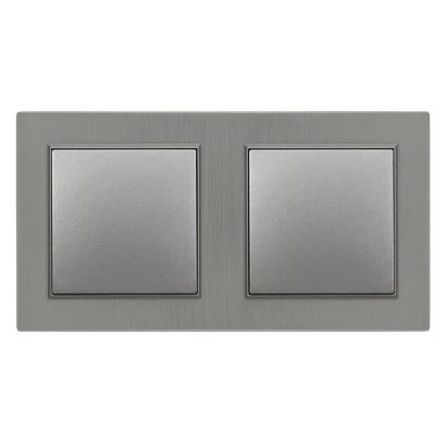 Întrerupător transversal dublu Leziter Nova 107, 10A/250V, gri, cu cadru dublu