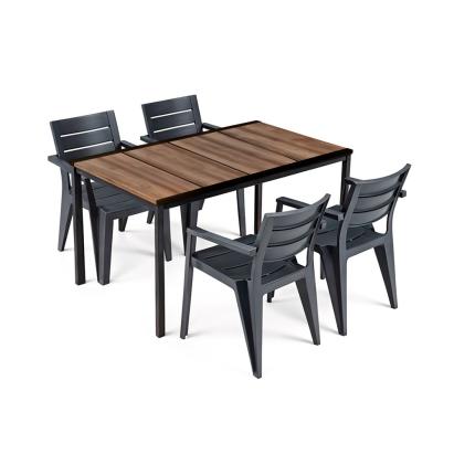 Set mobilier grădină Curver Amari 4+1 cu masă 160 cm, nuc-grafit