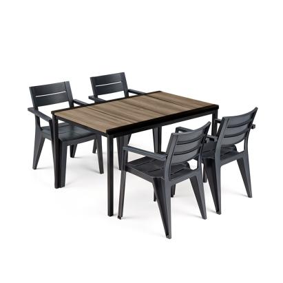 Set mobilier grădină Curver Amari 4+1, 4 scaune stivuibile și masă 160 cm