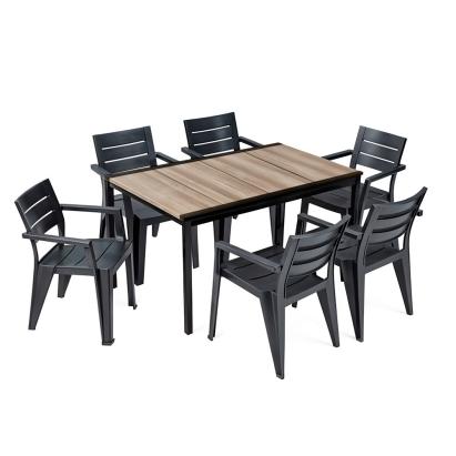 Set mobilier de grădină Curver Amari 6+1, masă Porto 160 și 6 scaune Julie, grafit-cenușă