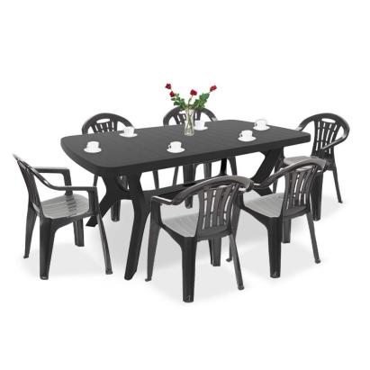 Set mobilier grădină Curver Balorca 6+1, masă + 6 scaune, grafit