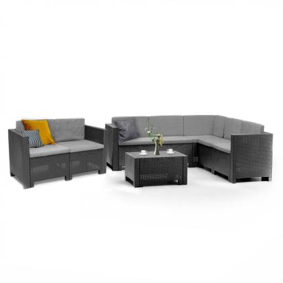 Leziter Set de mobilier de grădină de colț City Big cu 7 locuri, grafit