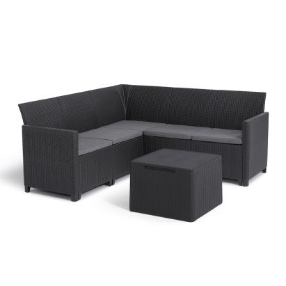 Curver Set de colț de grădină Claire cu 5 locuri și masă cu perne, grafit