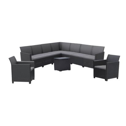 Set mobilier grădină Curver Claire IV, 9 locuri, masă Vigo cu depozitare, grafit