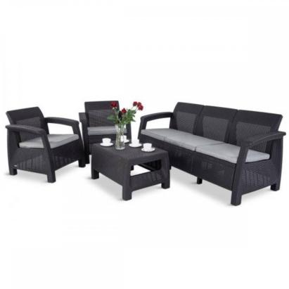 Set mobilier grădină Curver Corfu Love Duo, grafit, 4 piese cu perne