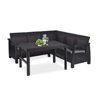 Set colțar grădină Curver Corfu Relax cu masă Lyon, grafit, din polipropilenă