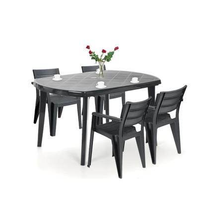 Set mobilier de grădină Curver Eljulie 4+1, grafit, masă cu orificiu umbrelă