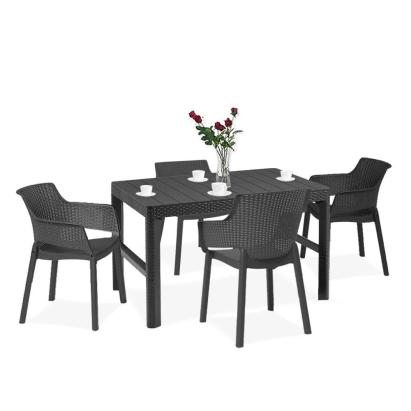 Set mobilier de grădină Curver Evyon 4+1, grafit, masă + 4 scaune