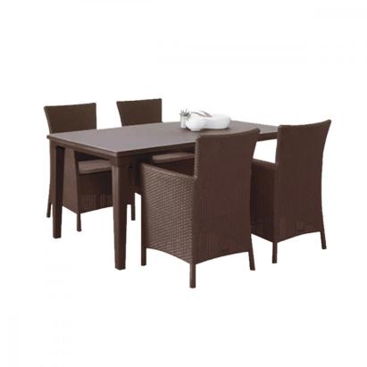 Set mobilier grădină Curver Futura 4+1 maro, masă + 4 scaune tip ratan
