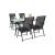 Set mobilier grădină Leziter Nadin 4+1 negru, masă sticlă 150x90 și 4 scaune pliabile