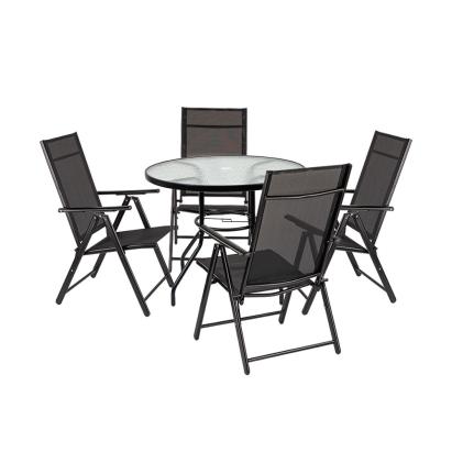 Set mobilier de grădină Leziter Tessa 4+1, masă cu sticlă și 4 scaune negre