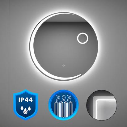 Oglindă de baie rotundă Leziter Lea 80 cm cu iluminare LED 6000K și senzor tactil