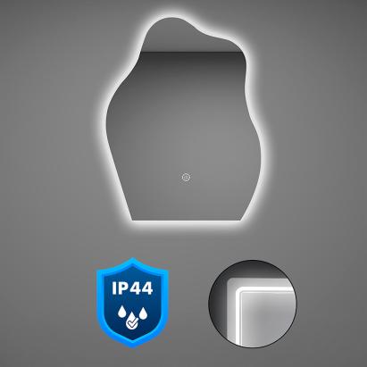 Oglindă baie Leziter Wave 60 cu LED, senzor tactil, IP44, 60x80 cm