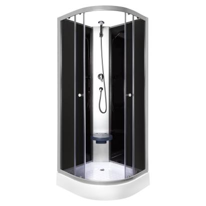 Cabină de duș Kerra Evora Black 90x90 cu cădiță, sticlă securizată