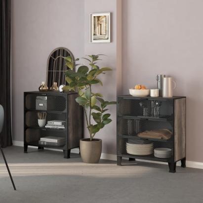 Dulapuri de depozitare, 2 buc., gri, 72x36x82 cm, metal/MDF GartenMobel Dekor