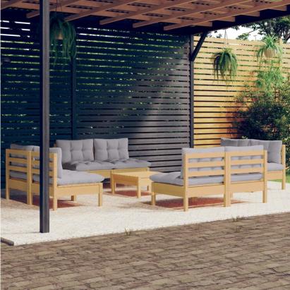 Set mobilier grădină cu perne, 5 piese, antracit, lemn de pin GartenMobel Dekor