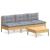 Set mobilier grădină cu perne, 4 piese, gri, lemn de pin GartenMobel Dekor
