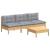 Set mobilier grădină cu perne, 4 piese, gri, lemn de pin GartenMobel Dekor