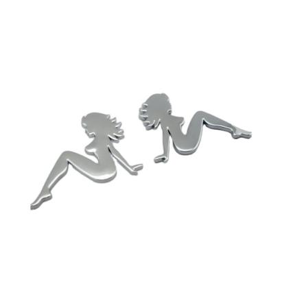 Abțibild auto „Două Fete” argintiu relief, set decorativ DZ-65