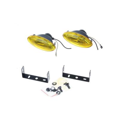 Set 2 proiectoare de ceață galbene 12V 55W, lentilă ovală, cu kit montaj