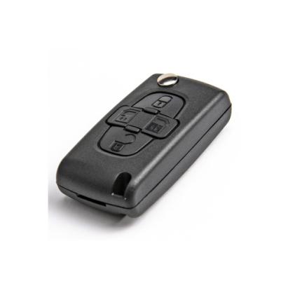 Carcasa cheie telecomandă compatibilă Peugeot, 4 butoane, cu lamelă metalică (Cod 1113)