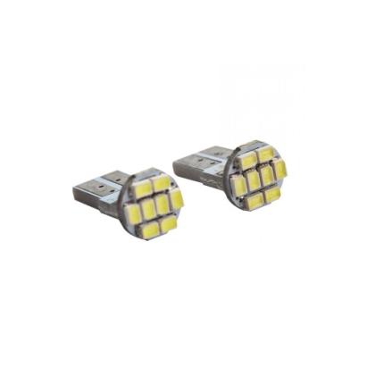 Set 2 becuri LED T10 (W5W) 12V, 8 SMD 1206, alb rece, 32 lm