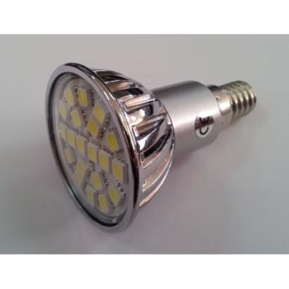 Bec LED E14 4W cu 20 LED-uri SMD 5050, lumină alb rece 5500–7000K