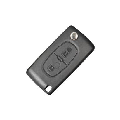Carcasă cheie telecomandă compatibilă Peugeot, 2 butoane, cu lamelă metalică 4004