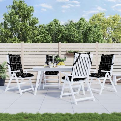 Perne scaun cu spătar înalt, 4 buc. negru carouri textil oxford GartenMobel Dekor