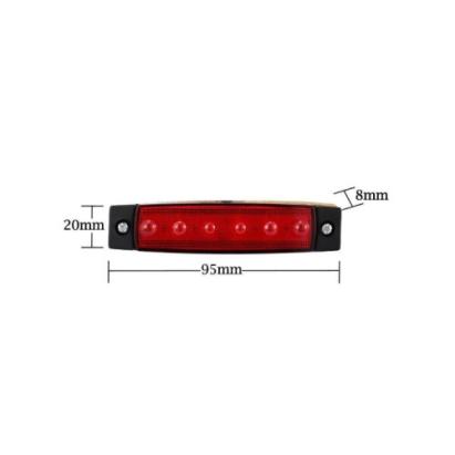 Lampă laterală roșie 24V cu 6 LED-uri pentru camion/remorcă, 95 mm