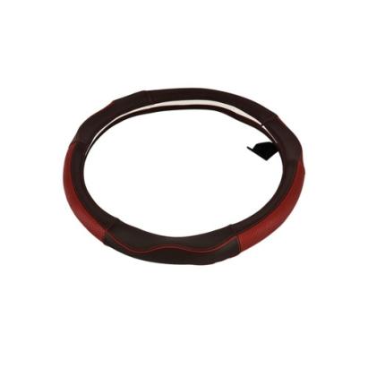 Husă volan auto din piele perforată, mărimea M (37–38 cm), negru cu roșu