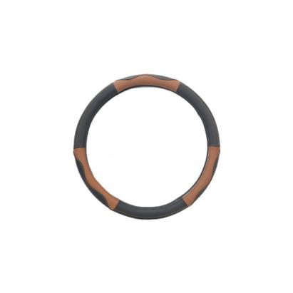 Husă volan auto din piele, mărimea M (37–38 cm), negru cu maro, K436