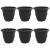 Ghiveci rotund pentru flori 6 pcs Negru Ø 26 x 21.5 cm Plastic GartenMobel Dekor