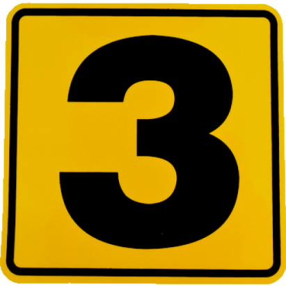 Abțibild autoadeziv număr 3 galben-negru, 11,2 x 11,2 cm