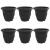 Ghiveci rotund pentru flori 6 pcs Negru Ø 26 x 21.5 cm Plastic GartenMobel Dekor