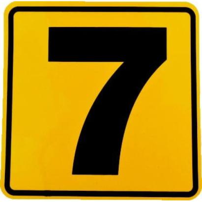 Autocolant număr 7 galben, 11,2 x 11,2 cm, pentru uși și marcaje