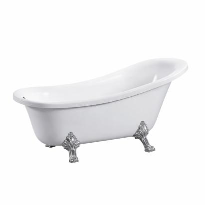 Cadă freestanding Leziter Clark 170x73x73 cm, acril alb cu picioare cromate