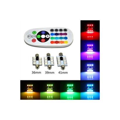 Set 2 becuri LED sofit 41mm RGB 12V cu telecomandă, 6 SMD 5050