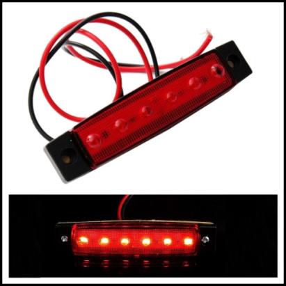 Lampă laterală roșie 12V cu 6 LED-uri, compactă, pentru remorcă/camion