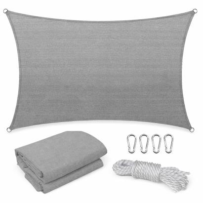 Pânză de umbrire dreptunghiulară Leziter Rana 5x6 m, HDPE gri, 80–90% umbrire