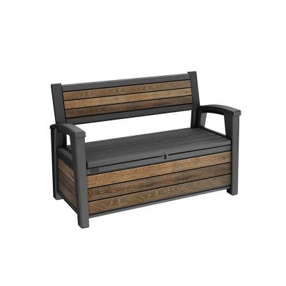 Bancă de grădină Curver Decocoat cu ladă depozitare 227 L, culoare nuc