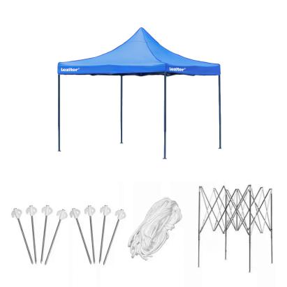 Foișor de grădină pliabil Leziter 3x3 m, albastru, Oxford 420D PVC