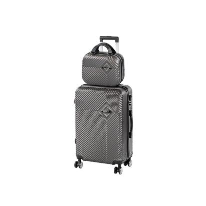 Set valize Leziter TraveLux Pro IV gri, ABS cu 4 roti 360° si geanta mana