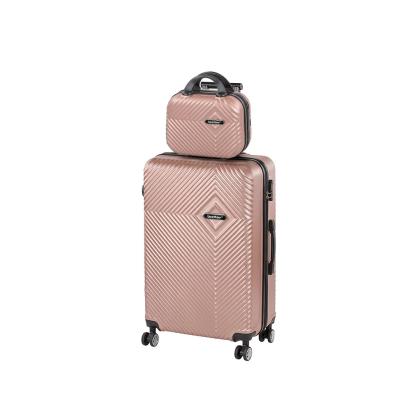 Set valize Leziter TraveLux Pro V, ABS, valiză mare 100L + geantă, aur roz