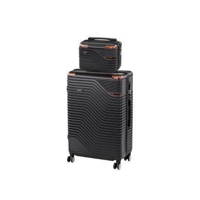 Set valize Leziter TraveLux Urban V, valiză mare 100L + geantă 10L, ABS, negru